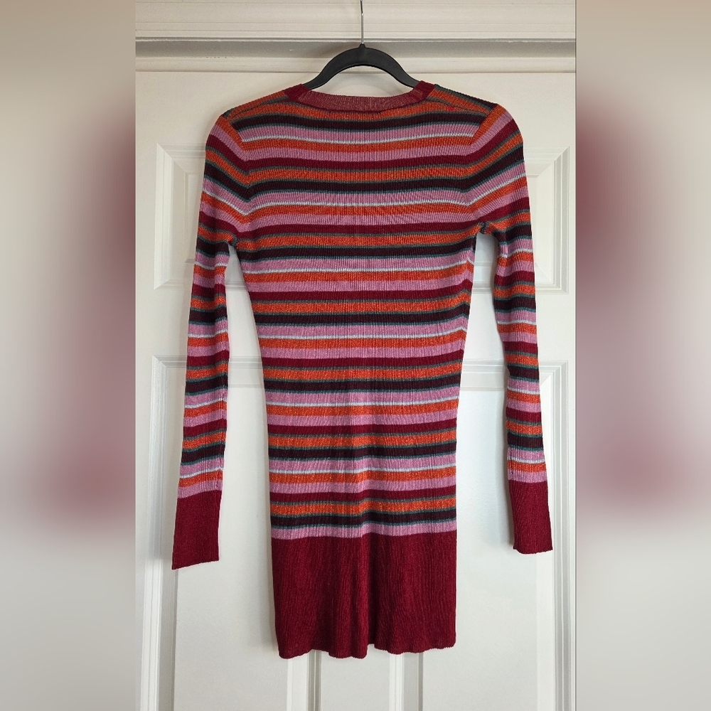 Zara Red Multi-Color Striped Shimmer Thread Cardigan - Size S - Picture 3 of 6
